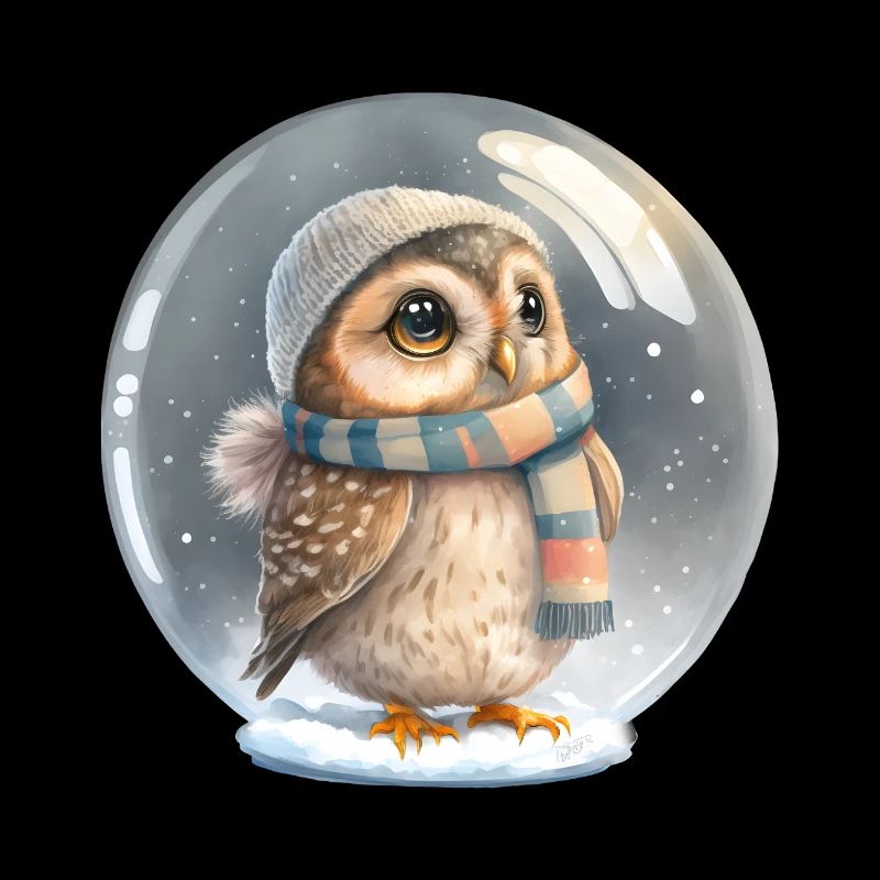 T-shirt bébé mignon de boule de verre de hibou rempli d'eau