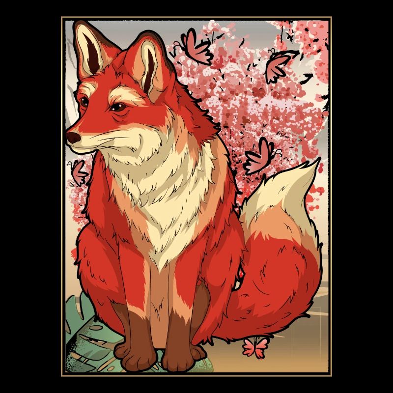 Habitant de la forêt Sakura Cherry Blossom Cadeau Renard