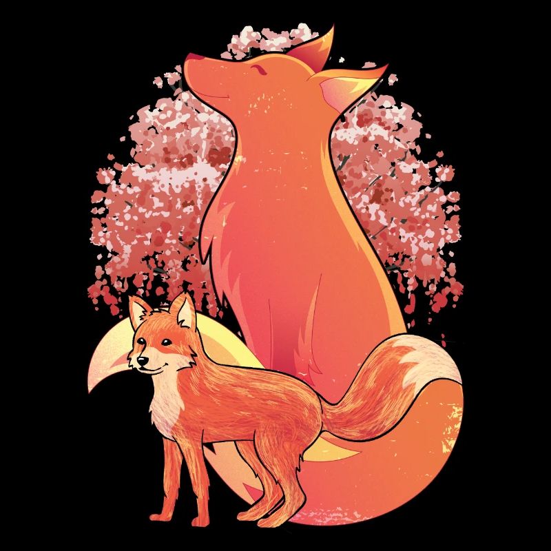 Cherry Blossom Forest Animal Sakura Fox Gift Fox
