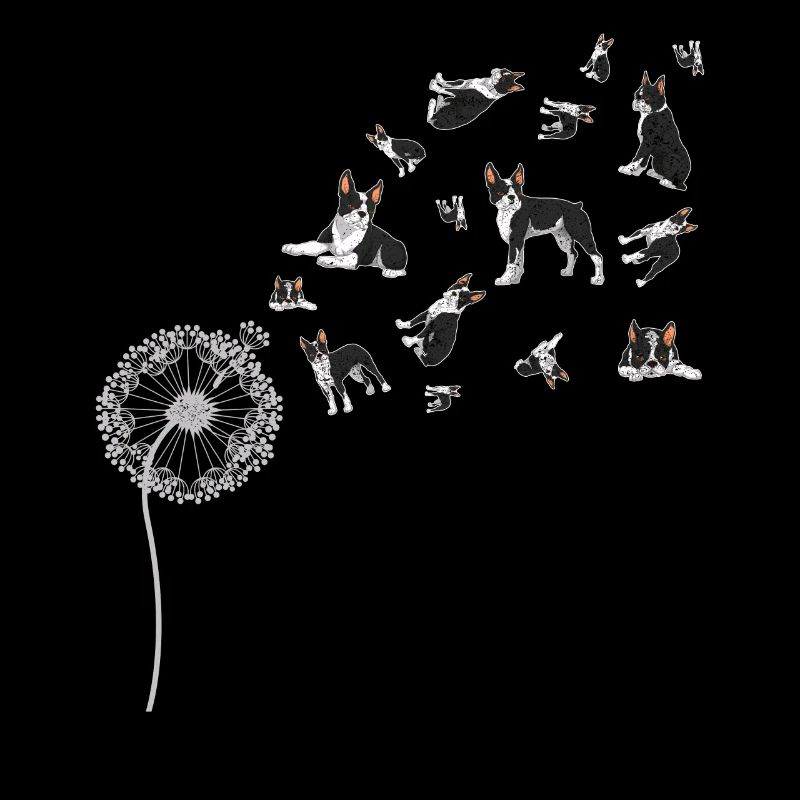 Hunde Bostie Geschenk Pusteblume Boston Terrier