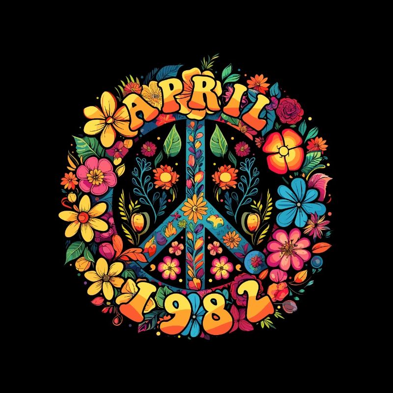 Flower Power Hippie Geburstag - April 1982