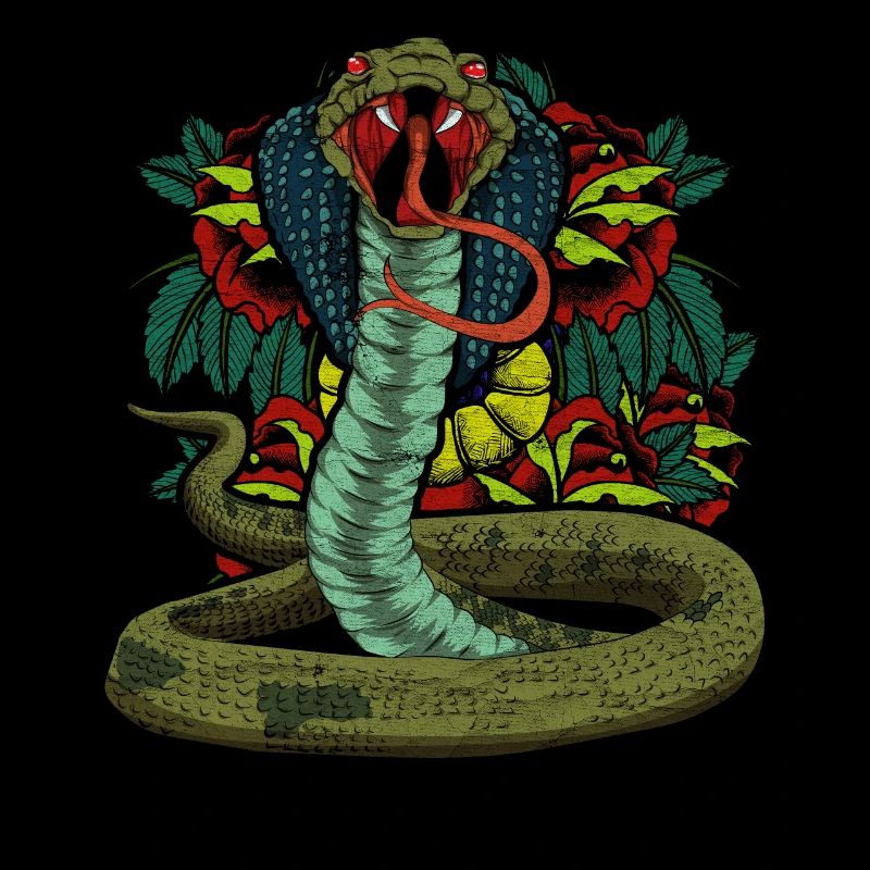 Tropical Flowers Reptile Snake Gift Cobra