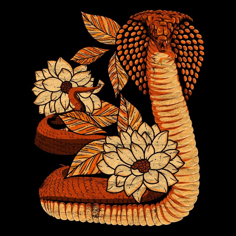 Vintage Fleur Serpent Cadeau Reptile Cobra