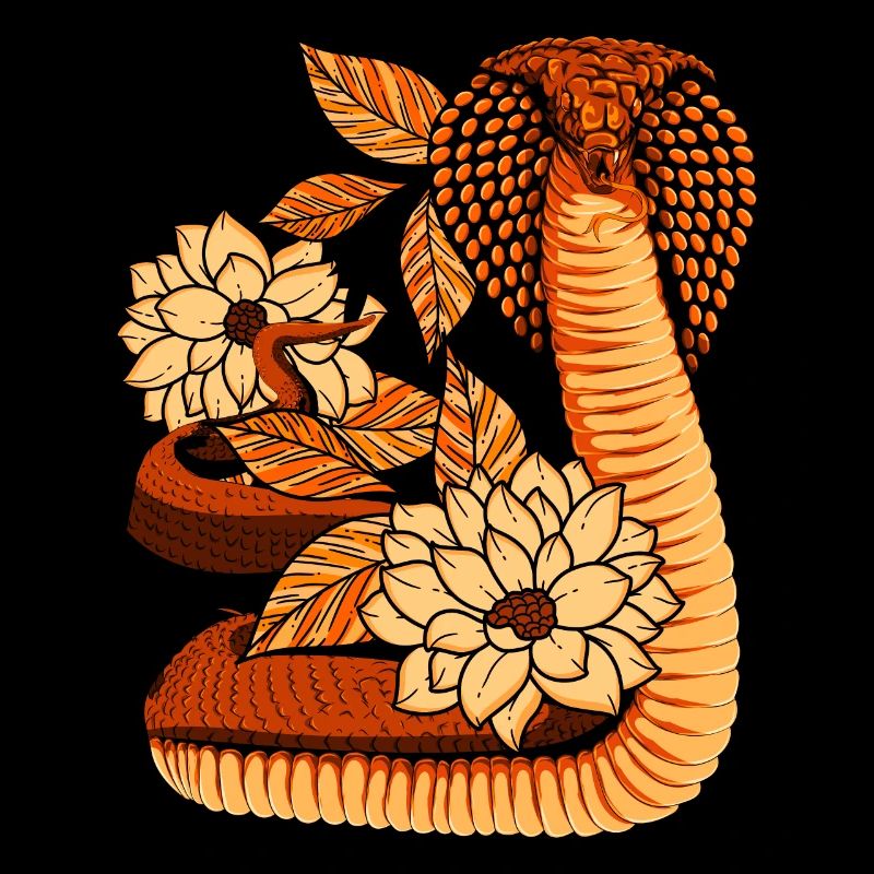 Predator Snake Vintage Flowers Gift Cobra