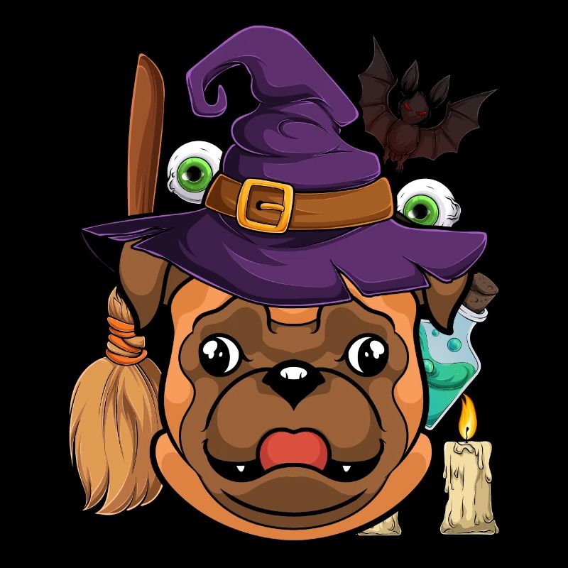Hexen Hut Hunde Fledermaus Geschenk Halloween Mops