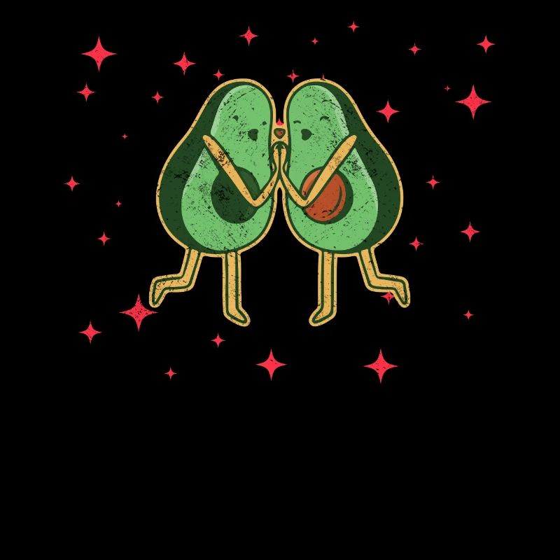 Cute Avocado Couple Hugging Avocado Fruits Lovers