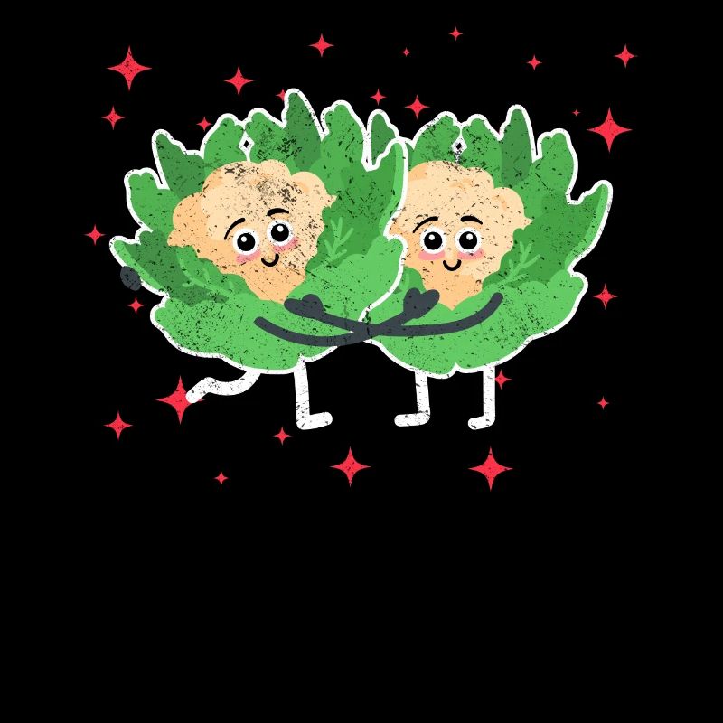 Mignon couple de chou-fleur étreignant les amateurs de chou-fleur