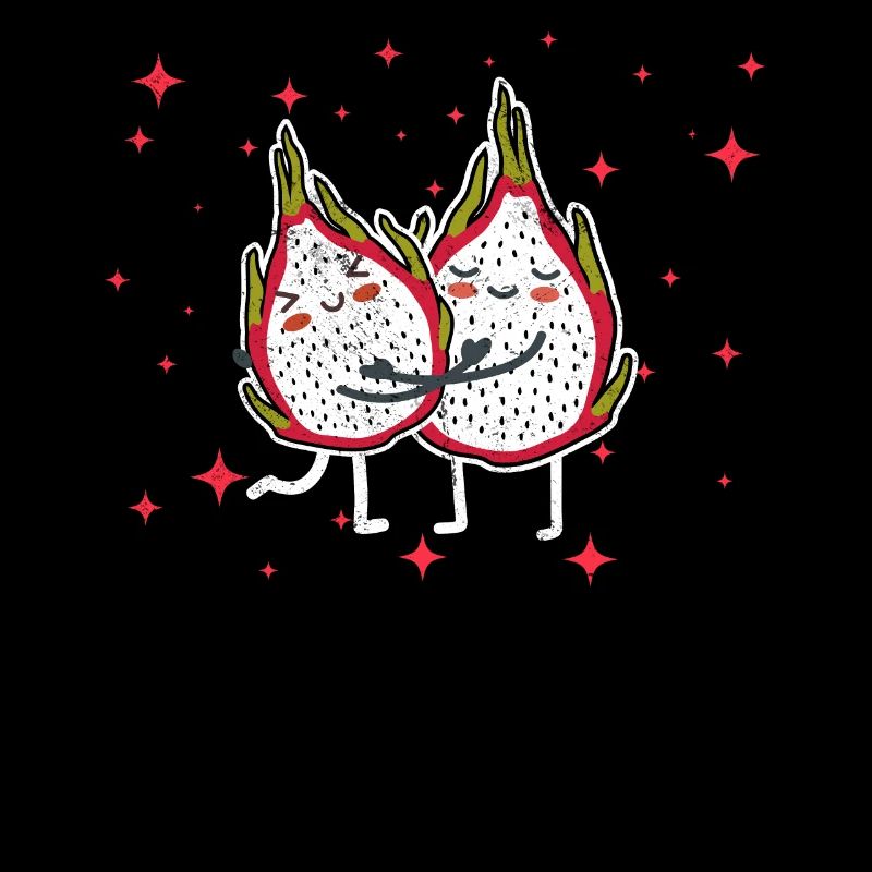 Couple mignon de fruits du dragon étreignant le fruit du dragon