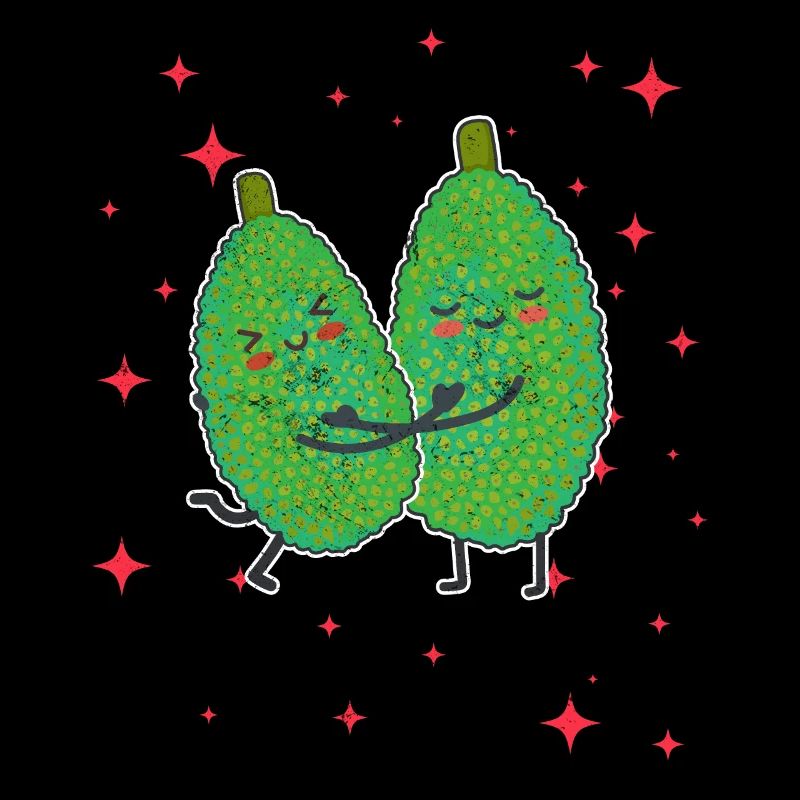 Cute Jackfruit Couple Hugging Jackfruit Lovers