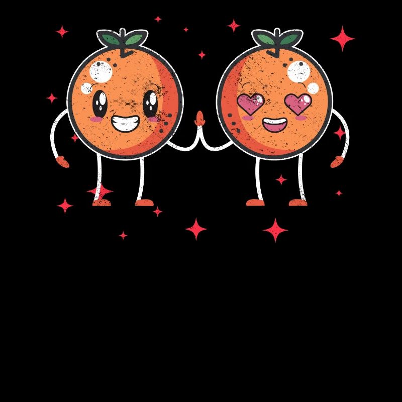 Cute Orange Couple Hugging Orange Fruit Lovers