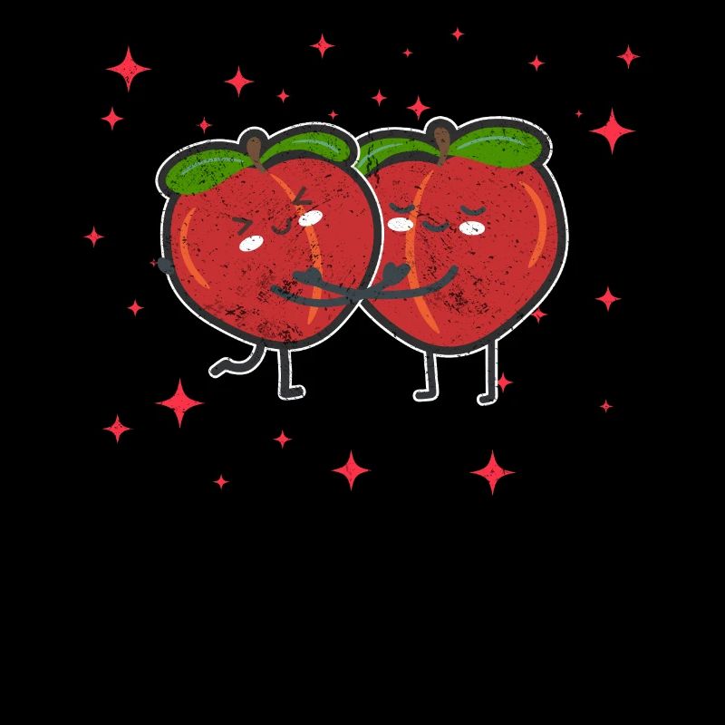 Cute Nectarine Couple Hugging Nectarine Fruit