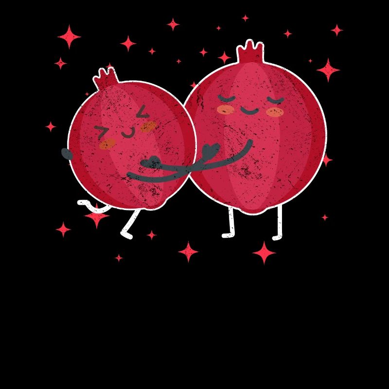 Cute Pomegranate Couple Hugging Pomegranate Fruit
