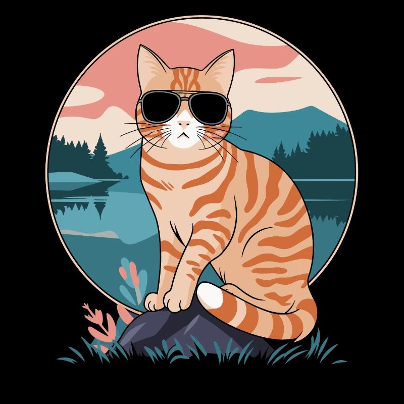 Tabby Orange Katze Mit Sonnenbrille