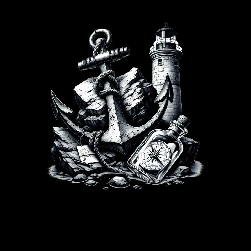 Anker Leuchtturm Kompass Flaschenpost