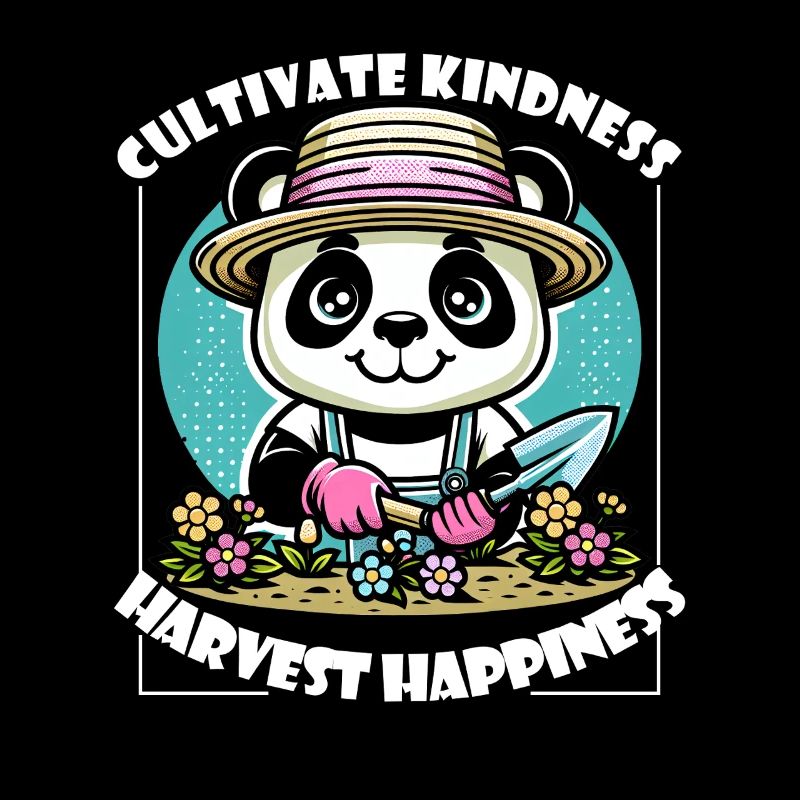 Panda Gardener Saying Motif Cute Panda