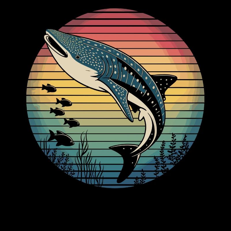Rétro baleine requin requin mer océan animaux marins