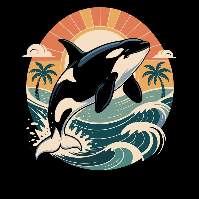 Vintage Orca Créatures de la mer Baleine de mer Orque