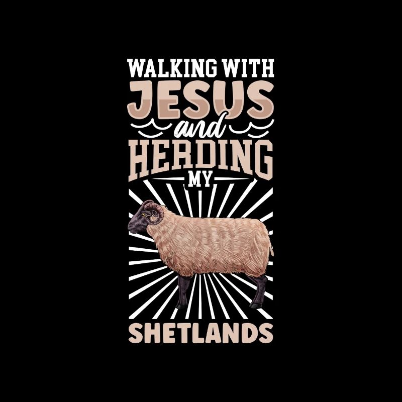 Jésus et les brebis - Moutons Shetland