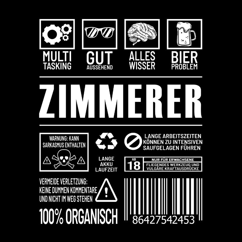 Zimmerer Lustiger Beruf Spruch Tischler