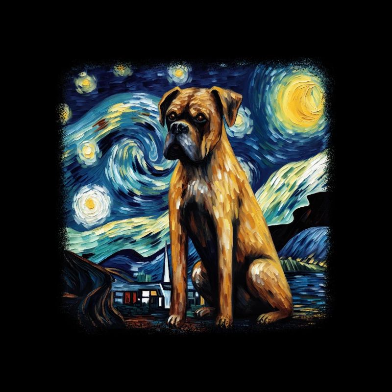 Boxer Van gogh starry night