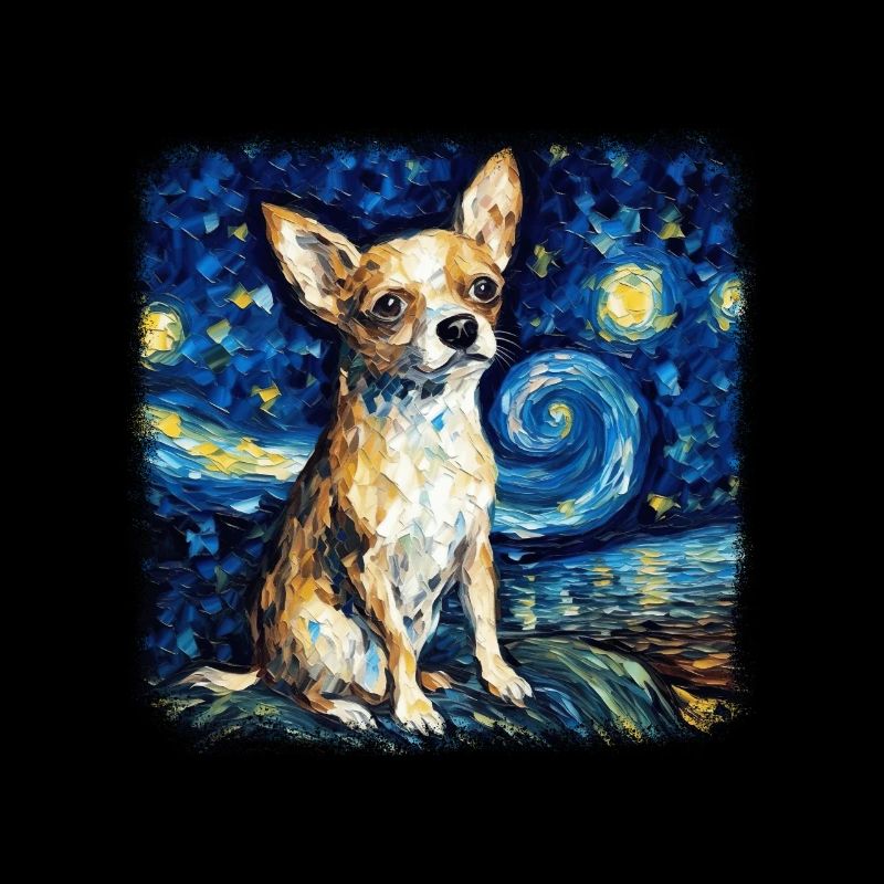 Chihuahua Van gogh starry night