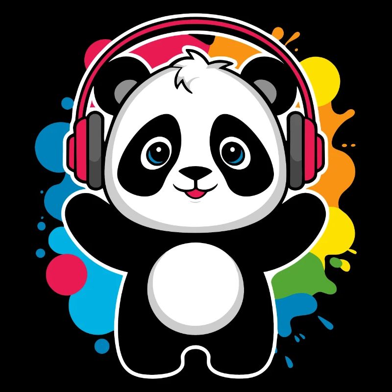 Panda mit Kopfhörern