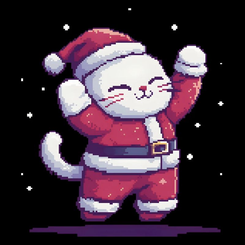 pixel cat chat noel pixel