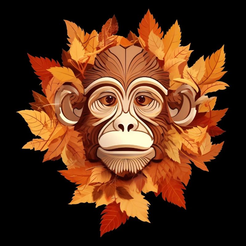 Conception de chimpanzé d’automne: feuillage coloré et
