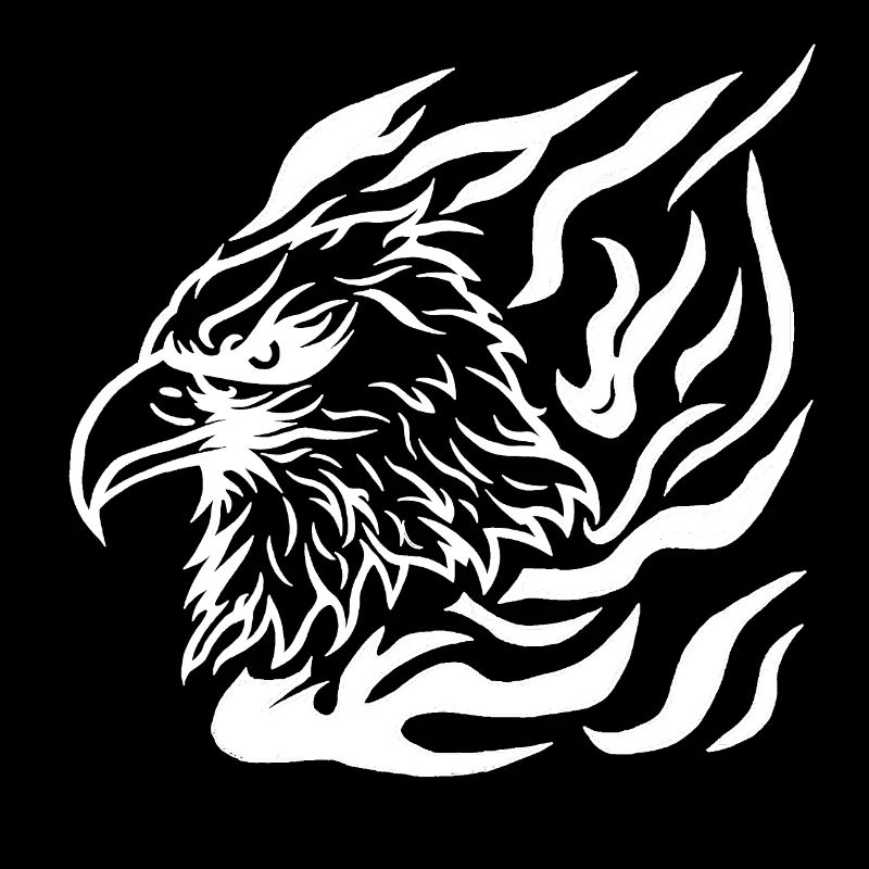 Eagle Head with Flame Tattoo Style
