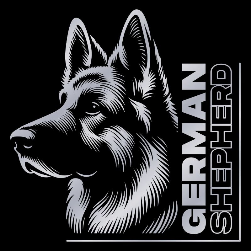 german Shepherd Zeichnung Kopf Portrait silber