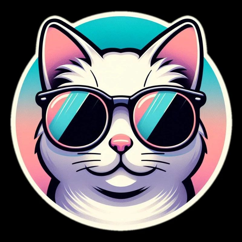 Katze mit Sonnenbrille in Pastell
