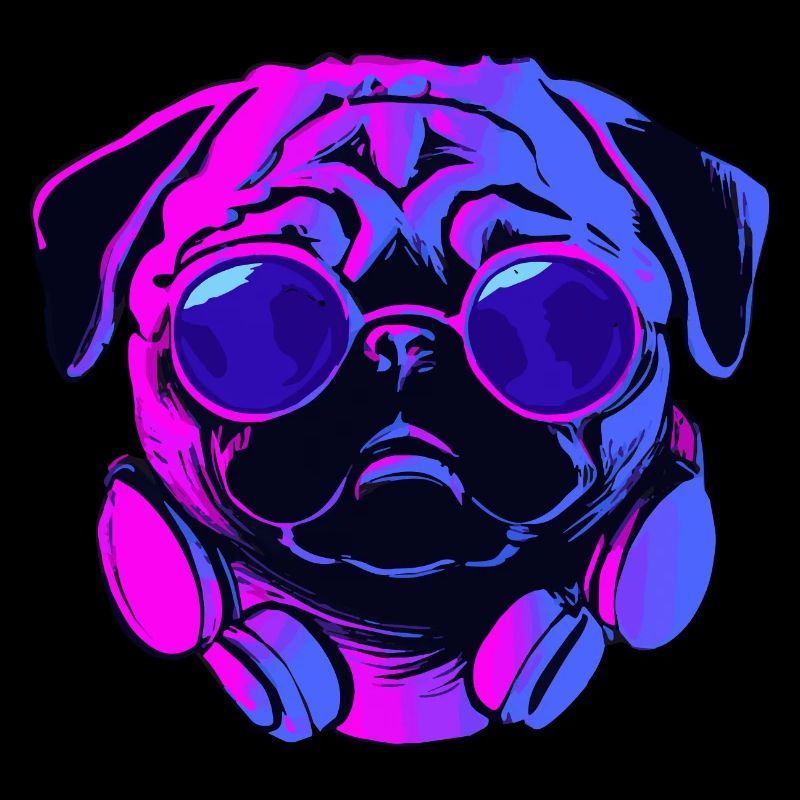 Synthwave Pug Dog Puppy