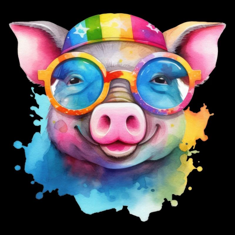 Cochon cool coloré avec des lunettes de soleil