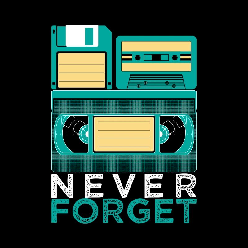 Never Forget VHS Kassette Diskette Achtziger Retro