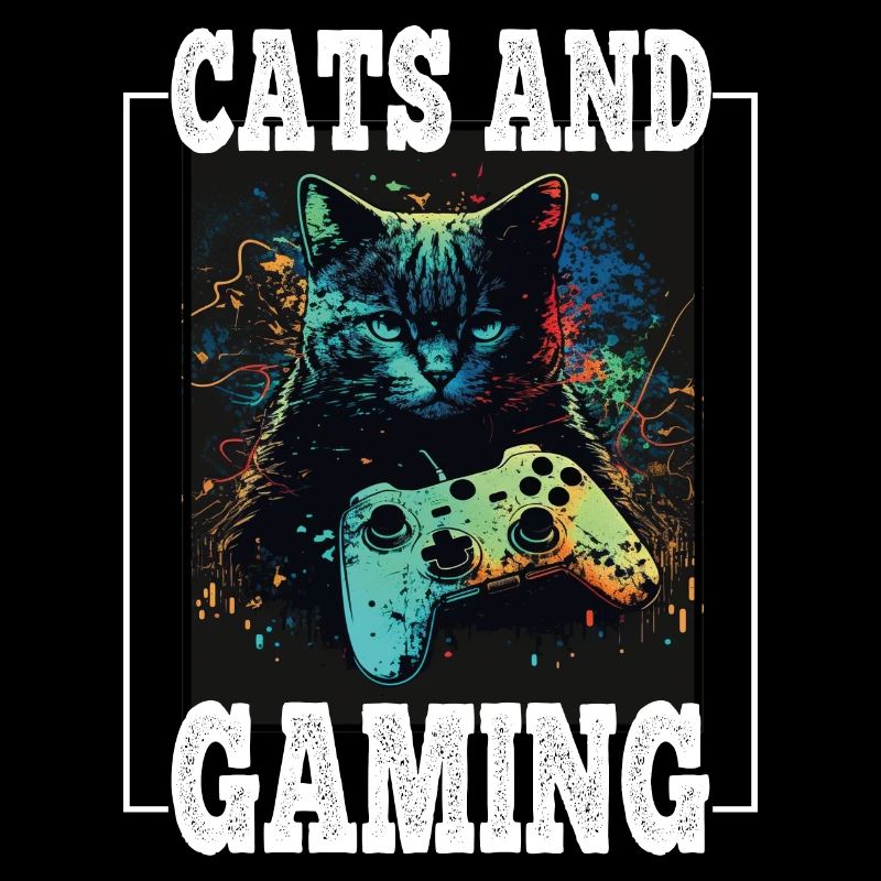 Cats and Gaming Katze Kätzchen Controller Zocken