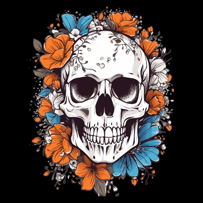 Crâne avec des fleurs