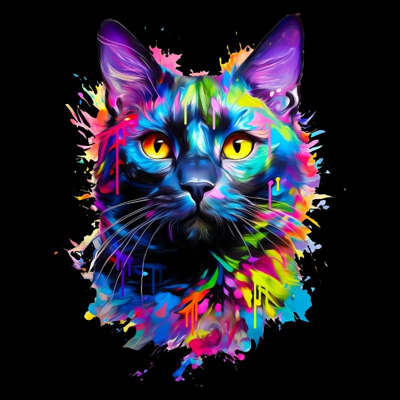 Bemalte Hauskatze mit schwarzer Katze