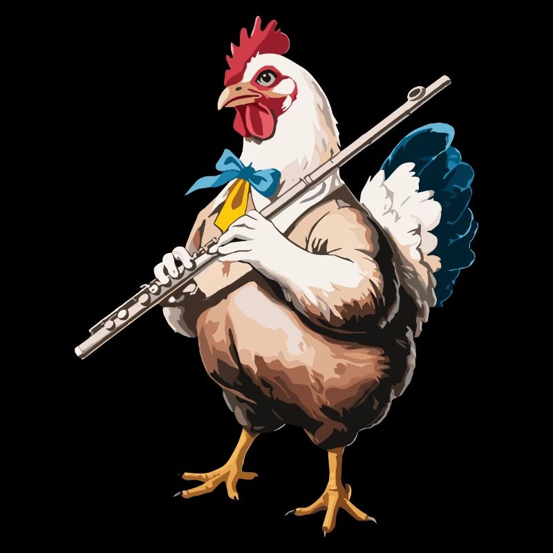 Lustiges Huhn mit Querflöte