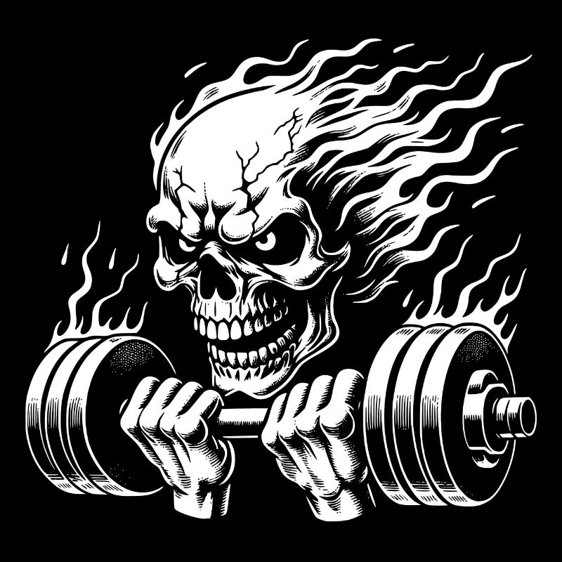 No Limit Hard Workout Skull with Dumbbell