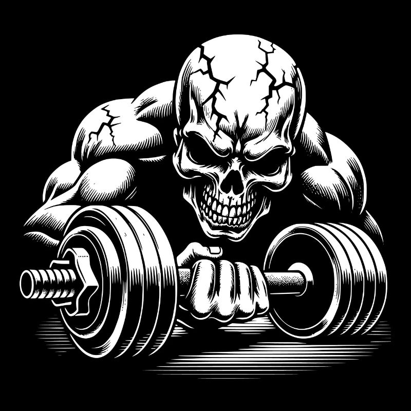 No Limit Hard Workout Skull with Dumbbell