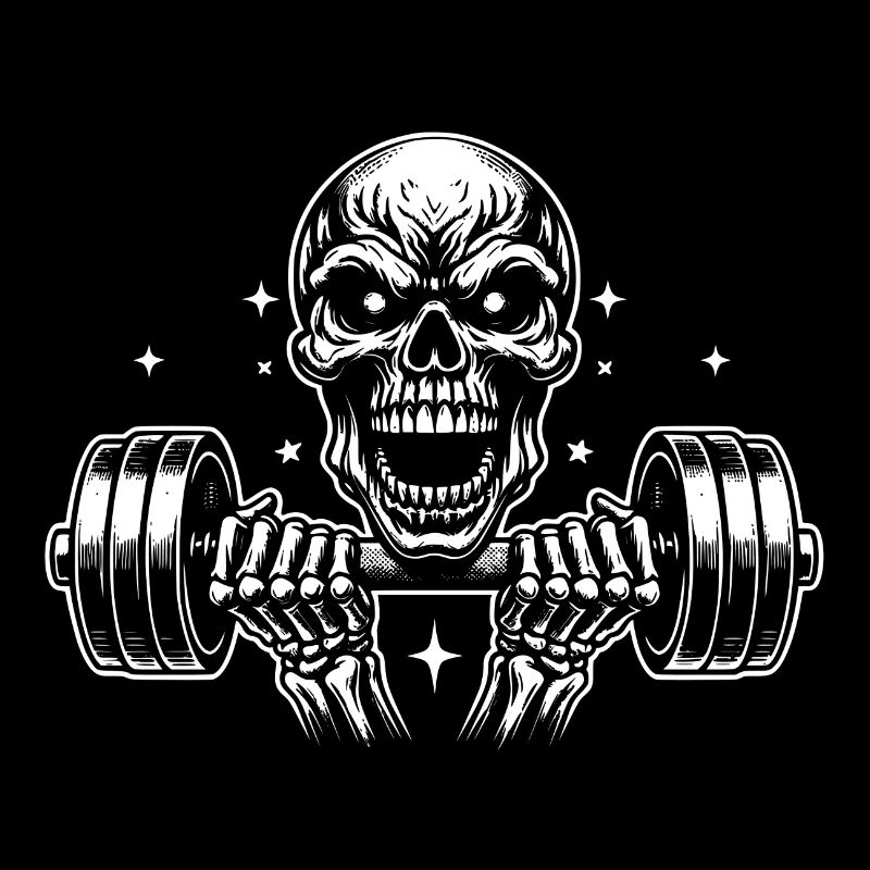 No Limit Hard Workout Skull with Dumbbell