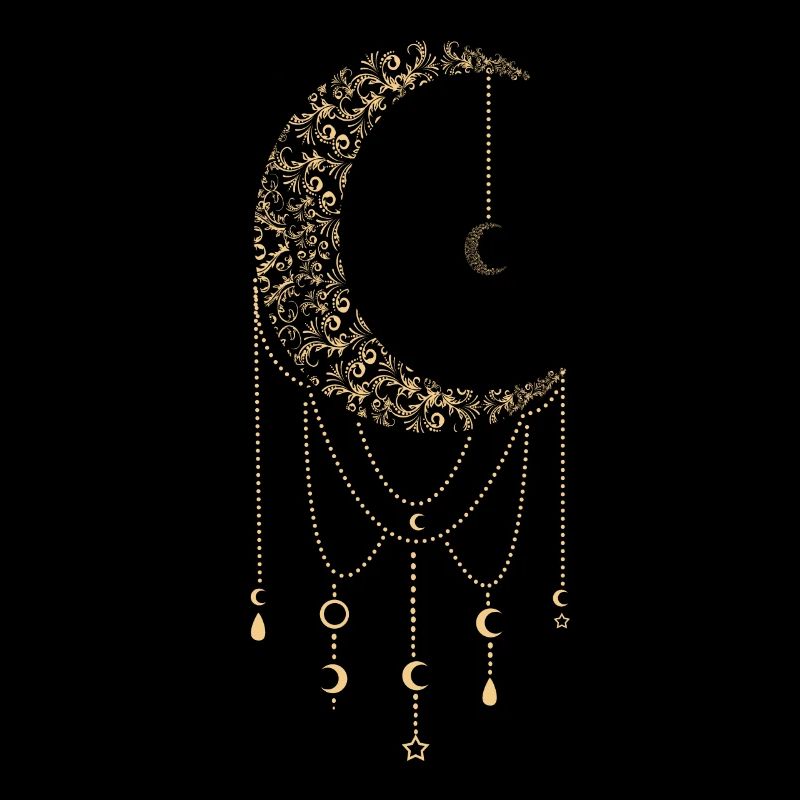 Tarot Card Occult Crescent Moon Phase Skull Gothic