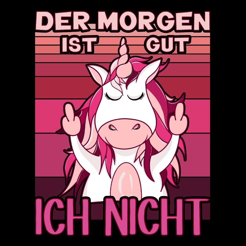 Böses Einhorn zeigt Mittelfinger. Morgenmuffel