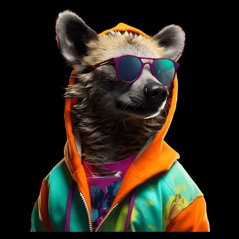 Hyäne mit Sonnenbrille Bunt Coole Hyänen Afrika