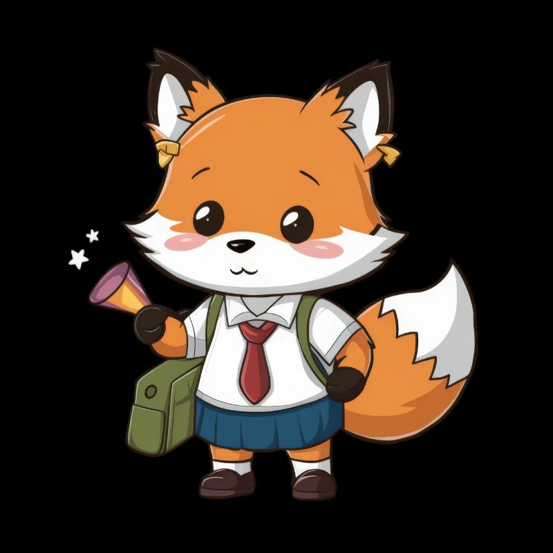 Kawaii fox with traditional school uniform