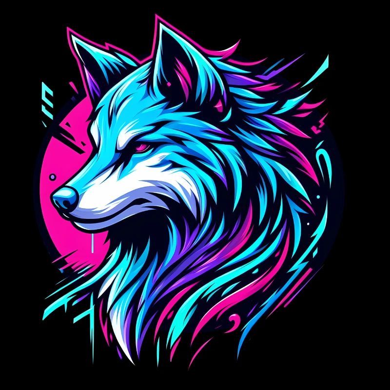 Loup rêveur design rétro