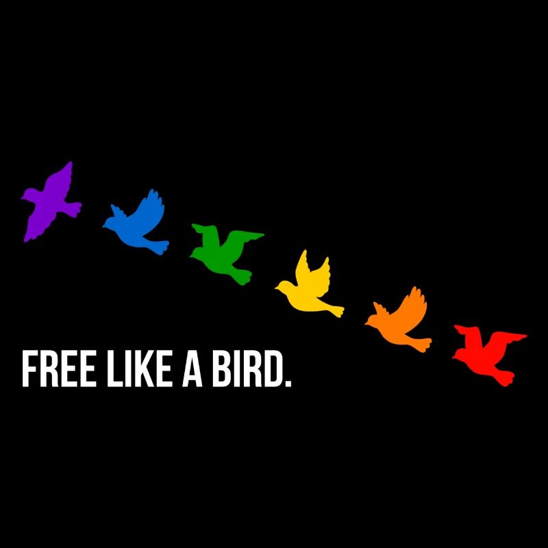 Free like a bird, in Regenbogenfarben - Weiß