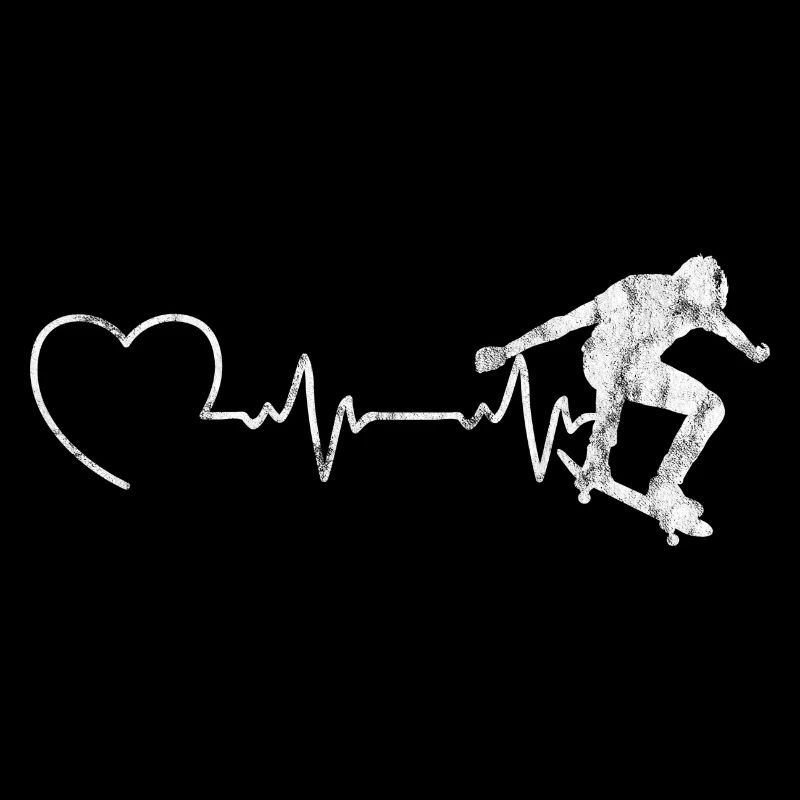 Skateboarder EKG Skateboard Skater Skate Skateing