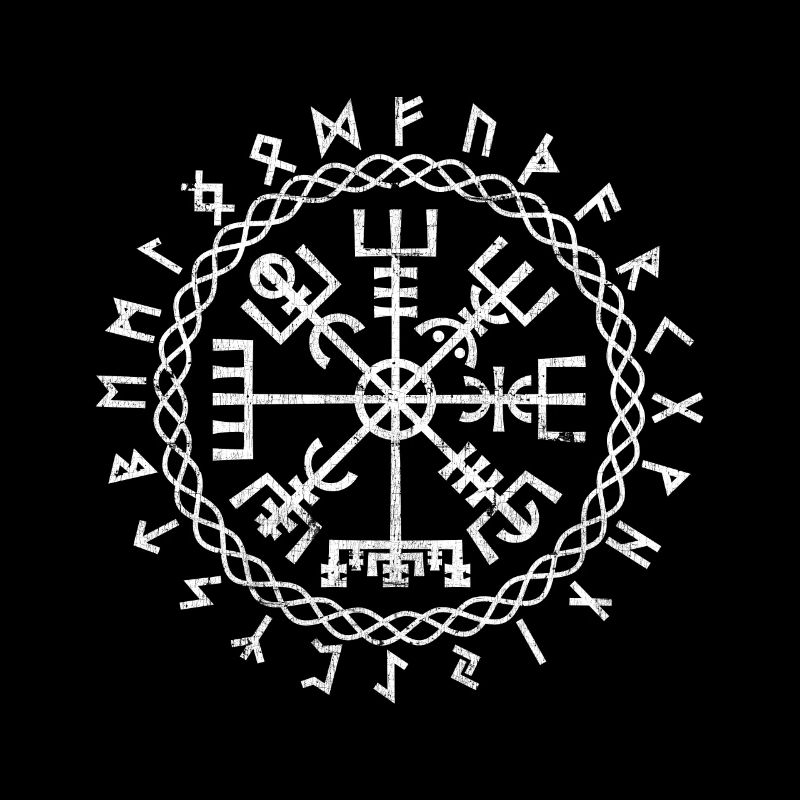 Vegvisir Viking compass and Futhark circle