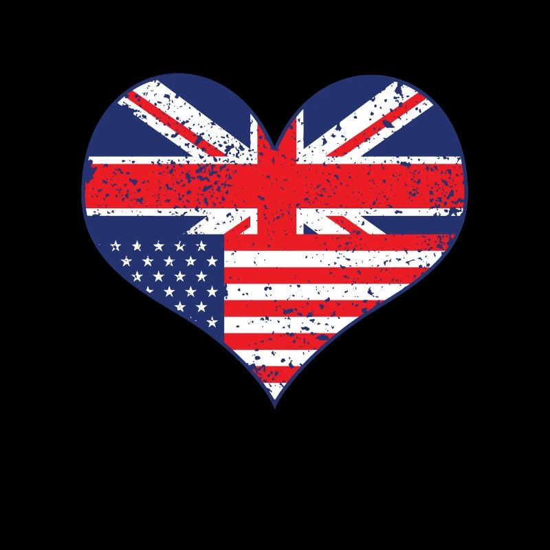 USA UK drapeau coeur